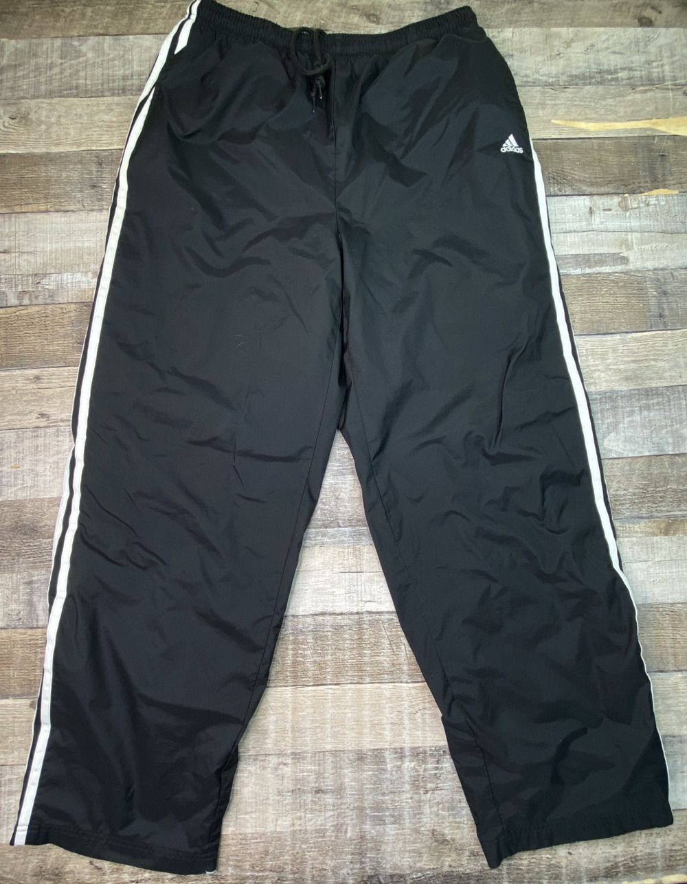 Vintage Adidas Pants Men's XL Black Windbreaker Track Baggy Lined Warm Up Y2K